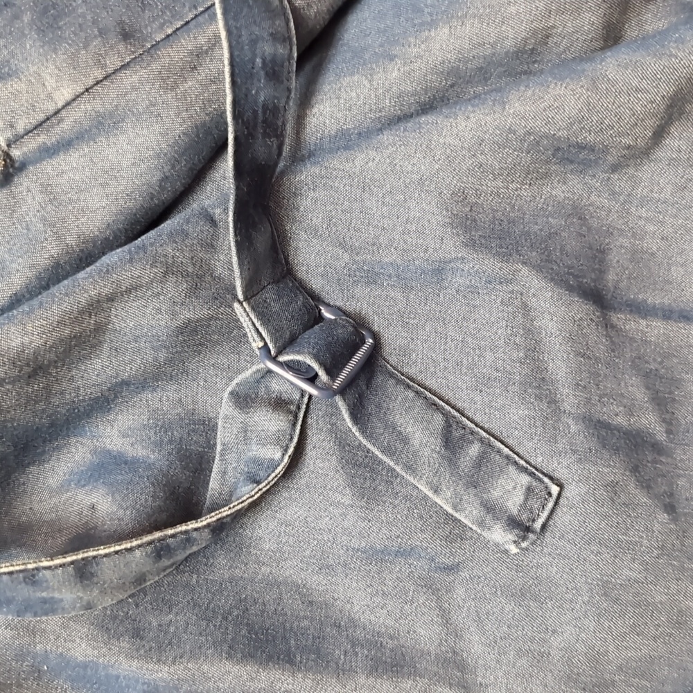 Oak +fort 100%  tencel denim chambray skirtall skirt with straps size M pockets - Picture 8 of 9